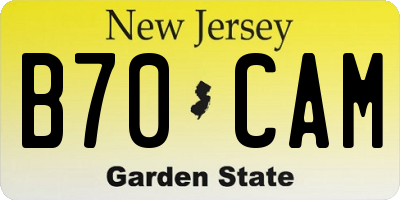 NJ license plate B70CAM
