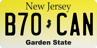 NJ license plate B70CAN