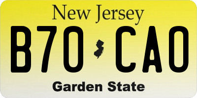 NJ license plate B70CAO