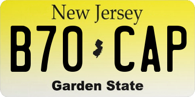NJ license plate B70CAP