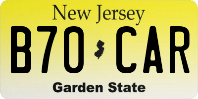 NJ license plate B70CAR