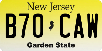 NJ license plate B70CAW