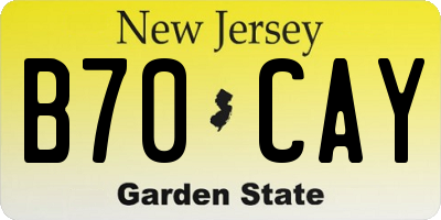 NJ license plate B70CAY