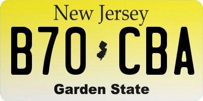 NJ license plate B70CBA
