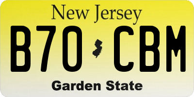 NJ license plate B70CBM