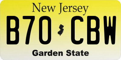 NJ license plate B70CBW