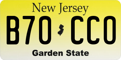 NJ license plate B70CCO