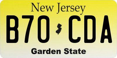 NJ license plate B70CDA