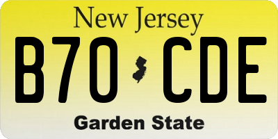 NJ license plate B70CDE
