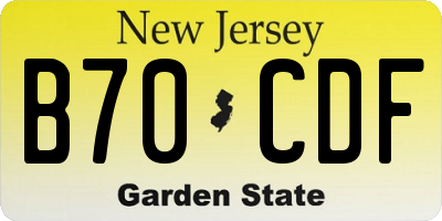 NJ license plate B70CDF