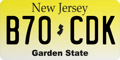 NJ license plate B70CDK