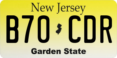 NJ license plate B70CDR