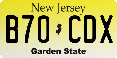 NJ license plate B70CDX