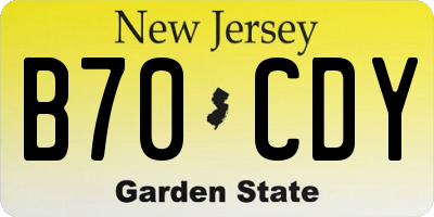 NJ license plate B70CDY