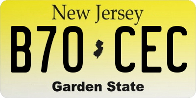 NJ license plate B70CEC