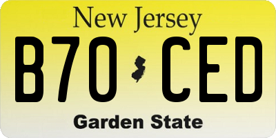 NJ license plate B70CED