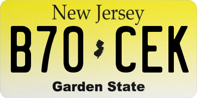 NJ license plate B70CEK