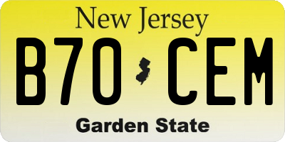 NJ license plate B70CEM