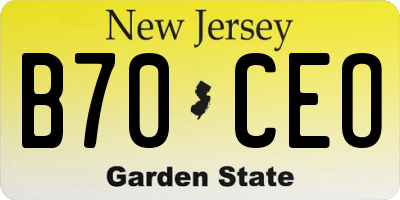 NJ license plate B70CEO
