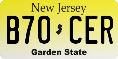 NJ license plate B70CER
