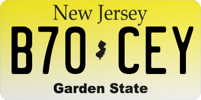 NJ license plate B70CEY
