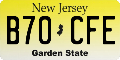 NJ license plate B70CFE