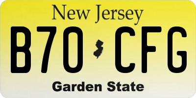 NJ license plate B70CFG