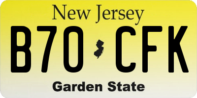 NJ license plate B70CFK