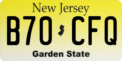 NJ license plate B70CFQ