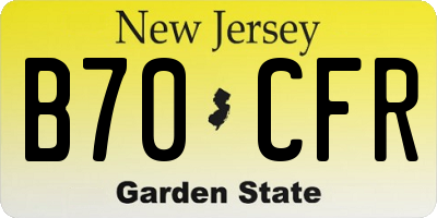 NJ license plate B70CFR