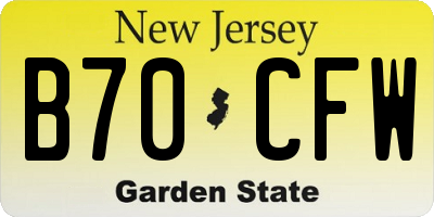 NJ license plate B70CFW