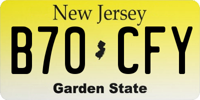 NJ license plate B70CFY