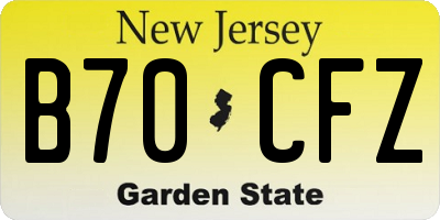 NJ license plate B70CFZ