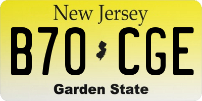 NJ license plate B70CGE