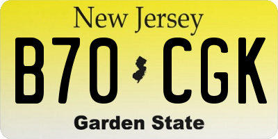 NJ license plate B70CGK