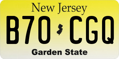 NJ license plate B70CGQ