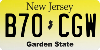 NJ license plate B70CGW