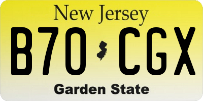 NJ license plate B70CGX