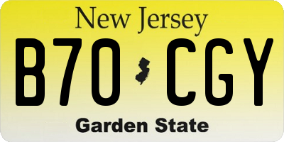 NJ license plate B70CGY