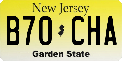 NJ license plate B70CHA