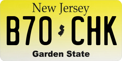 NJ license plate B70CHK