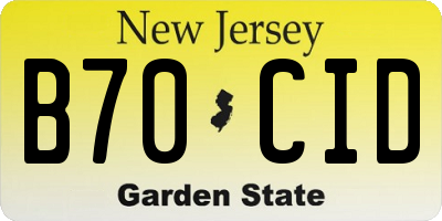 NJ license plate B70CID