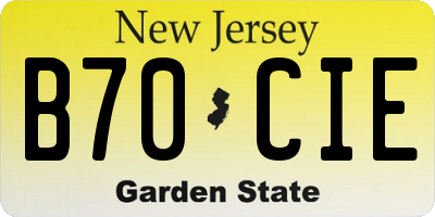NJ license plate B70CIE
