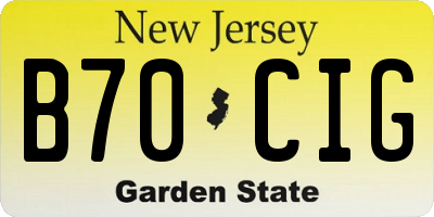 NJ license plate B70CIG