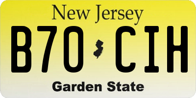 NJ license plate B70CIH