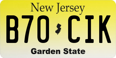 NJ license plate B70CIK
