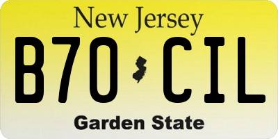 NJ license plate B70CIL