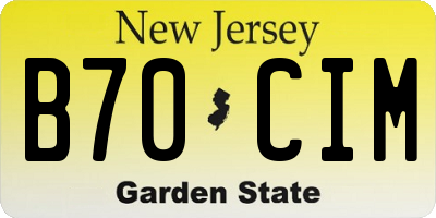 NJ license plate B70CIM