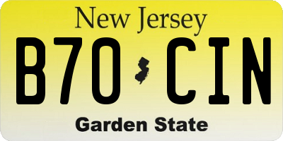 NJ license plate B70CIN