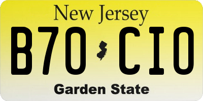 NJ license plate B70CIO